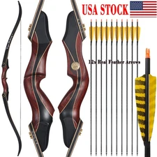 60" Takedown Recurve Bow 25-50lbs Right Hand Bow Archery Outdoor Hunting Target