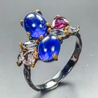 Vintage ring Blue Sapphire Ring 925 Sterling Silver Size 8.5 /R466957