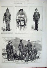 Old Antique Print 1881 Ta Army Scottish Volunteers War Highlanders Army 19th