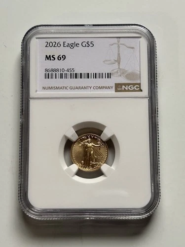 2026 Eagle G$5 NGC MS69 1/10th Oz Gold Coin