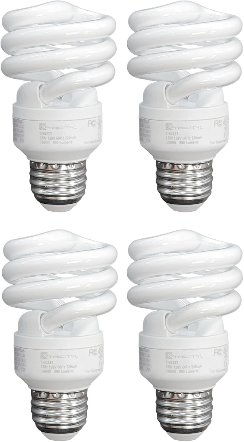 Compact Fluorescent Light Bulb T2 Spiral CFL, 5000K Daylight