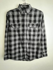 Vintage Buffalo Check Heavy Flannel Shirt Black Grey Size L