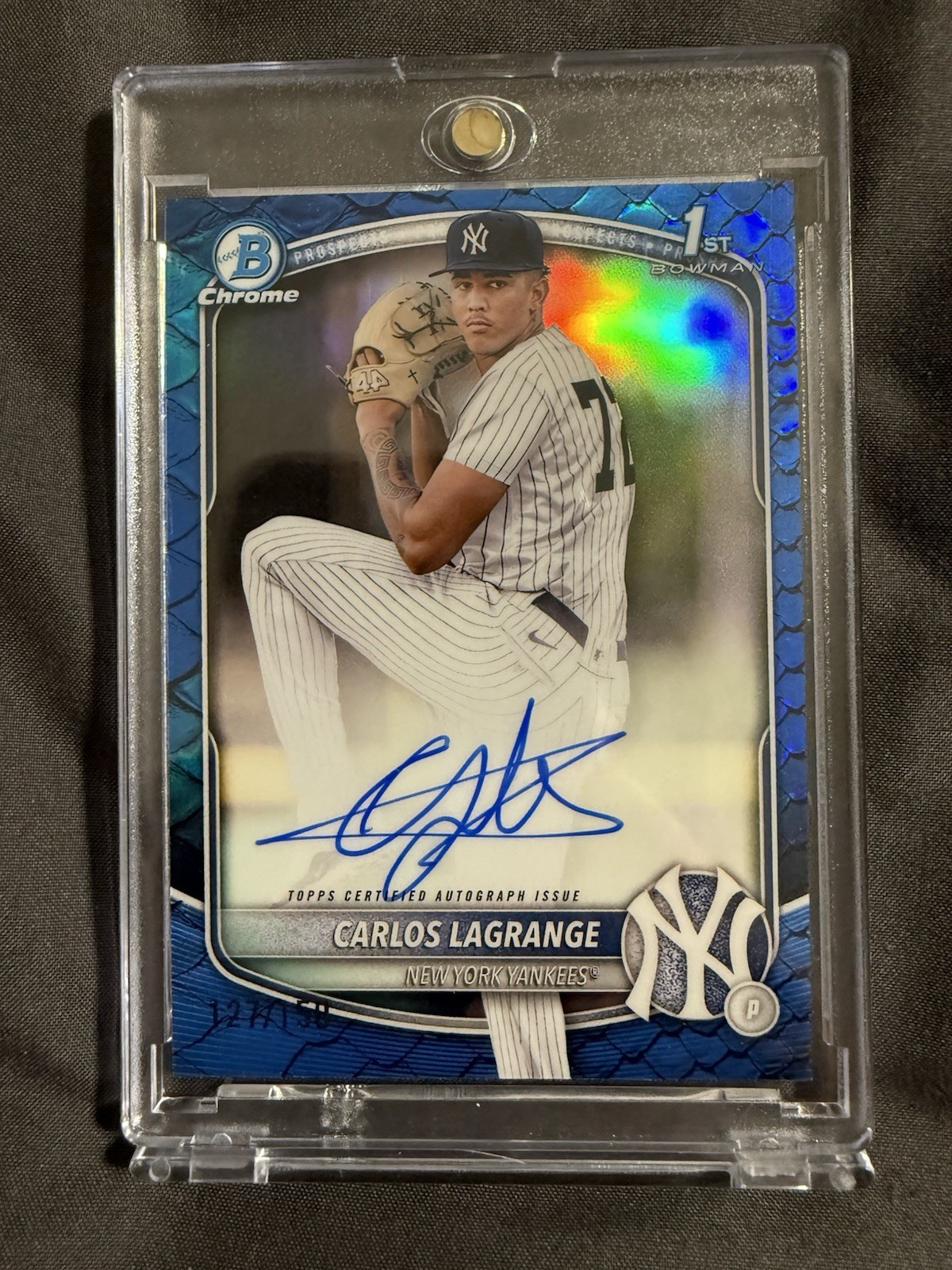 2025 Bowman Chrome 1st Carlos Lagrange Blue Reptillian Auto /150 YANKEES
