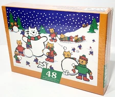1993 Hallmark SPRINGBOK Puzzle KITTENS WITH MITTENS 48 Pieces Cats Birds Snow 