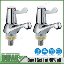 1 Pair Lever Basin Sink Taps Pillar Disabled 1/4 Turn Chrome Pair 1/2" Hot&Cold