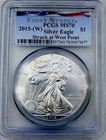 Two Coins 2015 (W) American Silver Eagle MS70 PCGS First  Strike!
