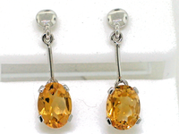 Paar Citrin OhrhäNger 585 WeißGold 14Kt Gold 2 NatüRliche Facettierte Citrine