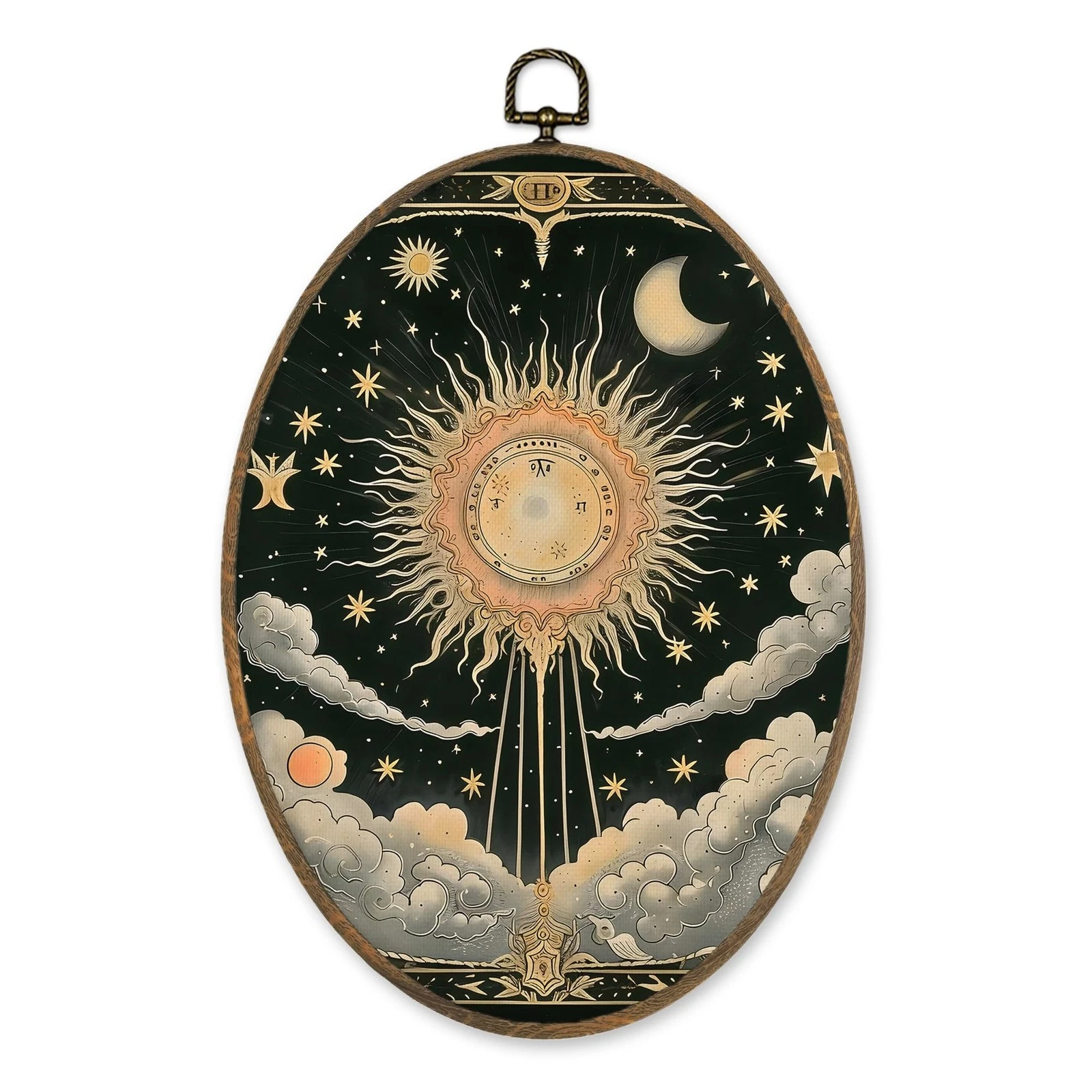 LKETW Boho Celestial Sun Moon Oval Wall Art Decor, Whimsical Witchy Astronomy...