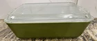 Vntg Pyrex Verde Avocado Olive Green 1 1/2  QT Refrigerator Dish 503 Lid🇺🇸