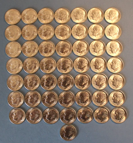 1955-S Roosevelt Silver Dime BU ROLL FEDERAL RESERVE SAN FRANCISCO, $5, OBW