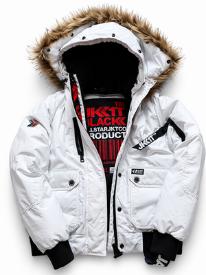 insulated jacket white ski jacket fur hood