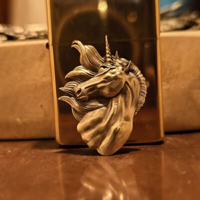 1 piece Brass Unicorn statue sticker lighter DIY accessories