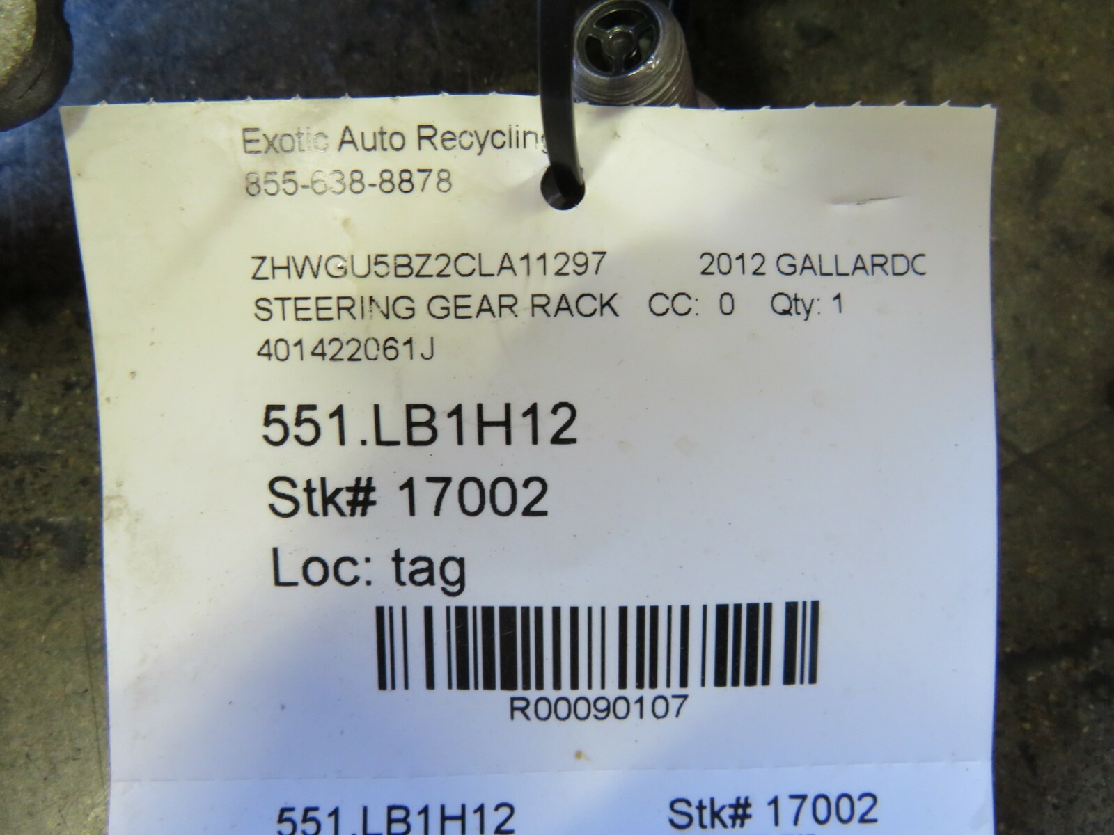 Lamborghini Gallardo, LP550, 560, 570, Power Steering Gear Rack, P/N 401422061J