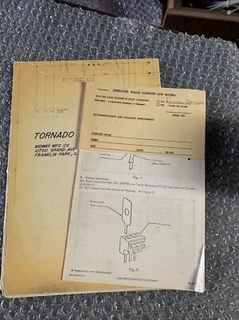 Original Midway Tornado Baseball schematics only Pinball GAME owners manual