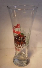 1989 Anheuser-Busch Budweiser Clydesdales Glass Christmas 7-1/4" High x 3" Wide