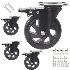 5 Inch Caster Wheels, Casters Set of 4, Heavy Duty Casters with Brake 2200 Lbs,S