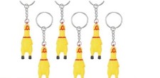 Squeaking Rubber Chicken Keychain, Yellow Chicken Key Chain