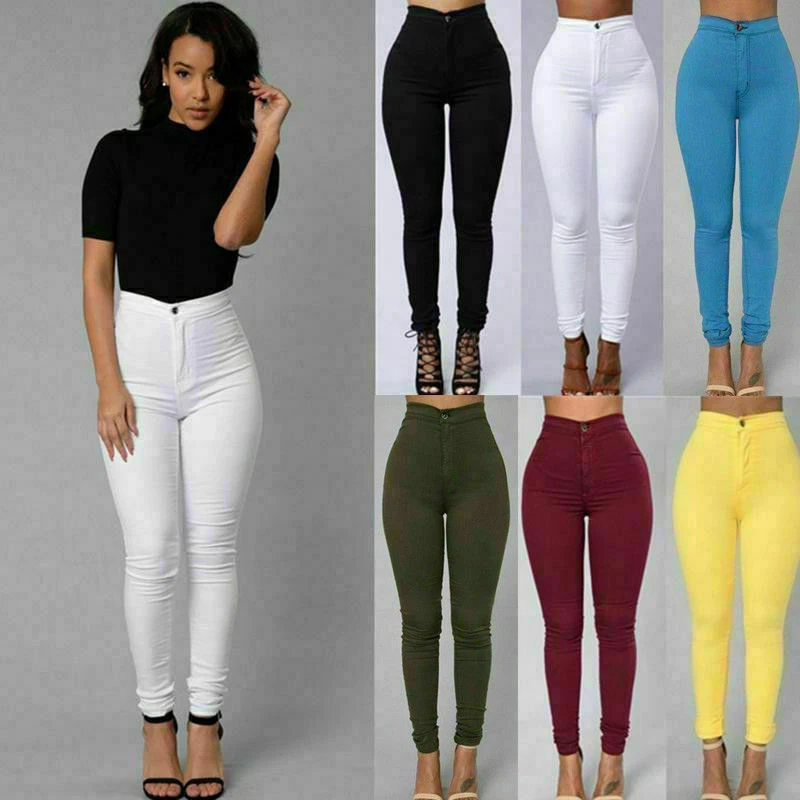 Women Pencil Stretch Skinny Jeans Feel Pants High Waist Trousers