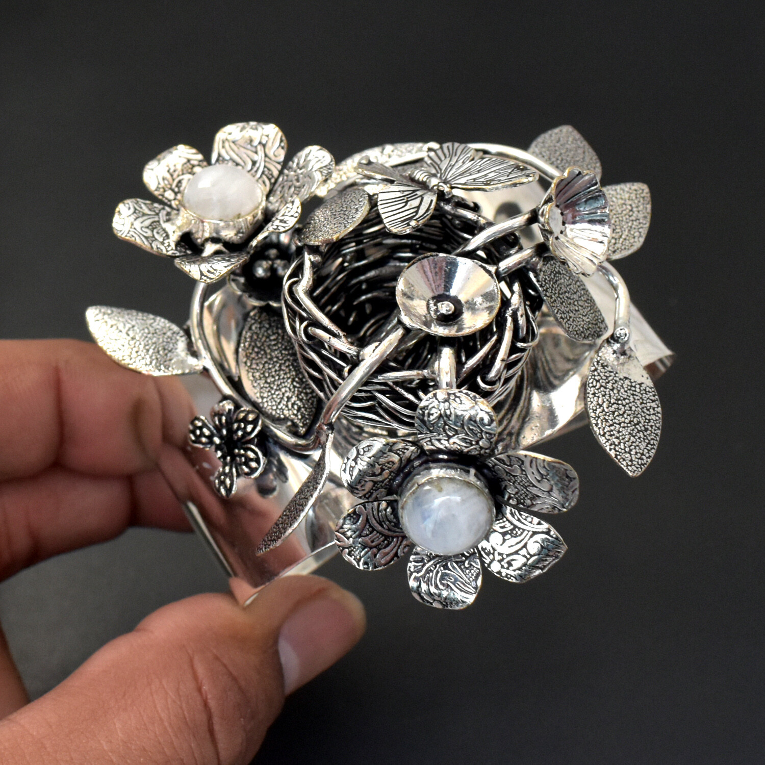 Rainbow Moonstone Gemstone Fashion Gift Vintage Jewelry Adjustable Bangle SR 195