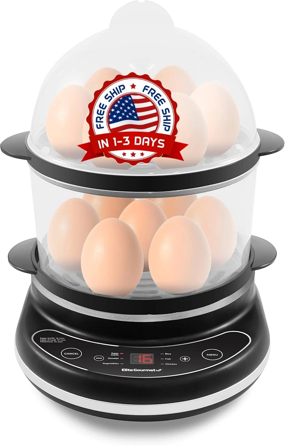 Maquina Para Cocinar Huevos Duros Hervidos Profesional Hasta 14 Huevos Grandes
Opens in a new window