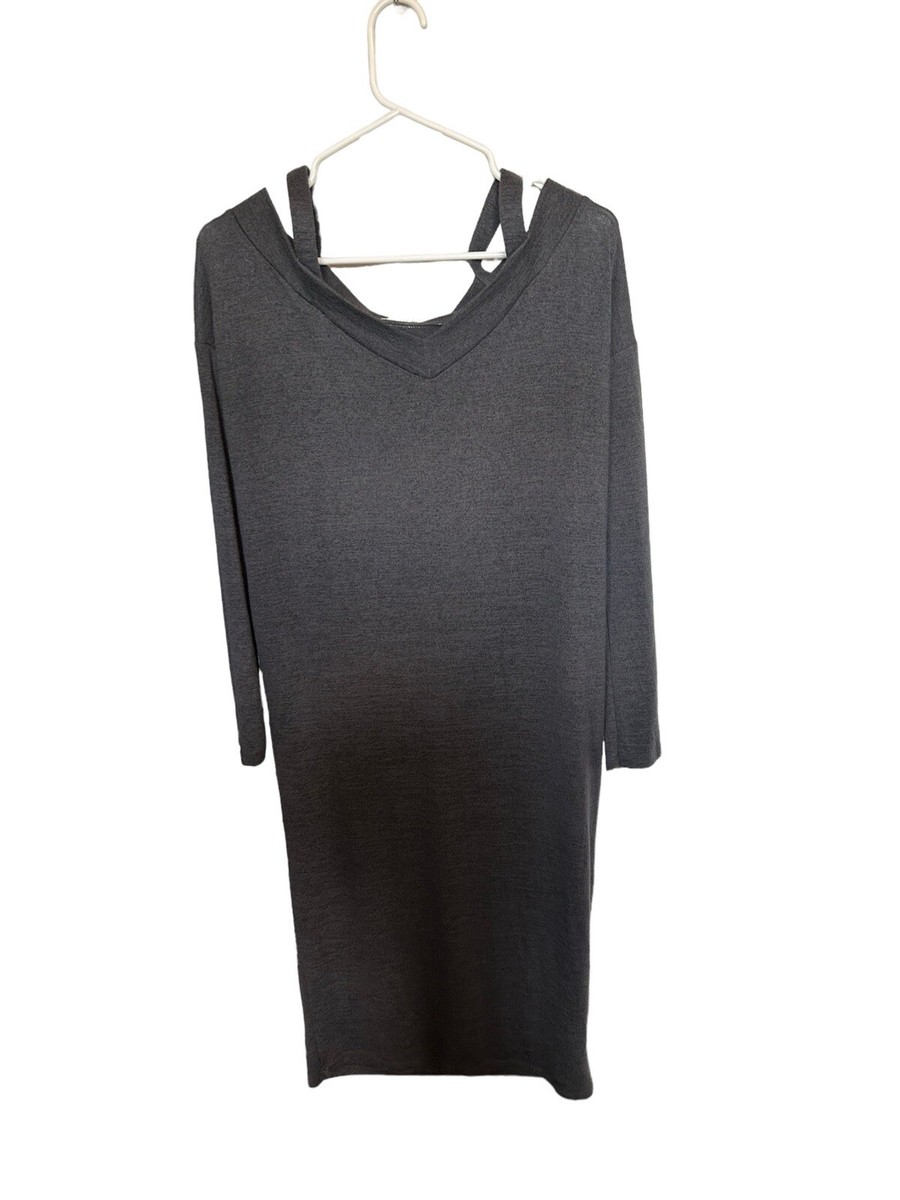 cold shoulder dress grey Charcoal Off Shoulder Maxi Dress main image 1