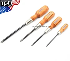 Grace 4pc Phillips Screwdriver Set P0 P1 P2 P3 Wood Handle Made in USA