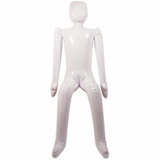 INFLATABLE PLAIN WHITE LIFESIZE SEATED DOLL HALLOWEEN PARTY PROP - 1.44M