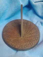 Vintage/Antique Metal Brass Sun Dial, "I Count None but Sunny Hours" With Sun