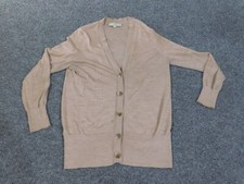 Loft Sweater Large beige cardigan knit stretc...