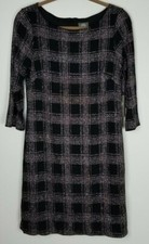 Vince Camuto Sz. 8 3/4 Sleeve Silver Glitter & Black Short Sheath Dress NWT