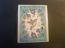 Hummingbird with Flowers - Rubber Stamp - Wood Mounted - NEW