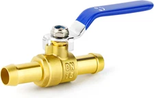 GASHER 3PCS 5/8 Inch Heavy-Duty Brass Barb Ball Valve with 6PCS Clamps 90 Degree