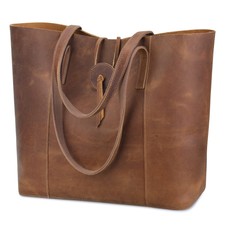 Vintage Genuine Leather Tote Bag For Women Large Shoulder Purse Handbag