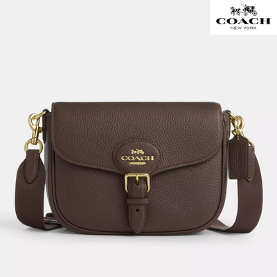 Coach Amelia Saddle Bag Inside & Outside pockets Soft leather  Brown and Gold