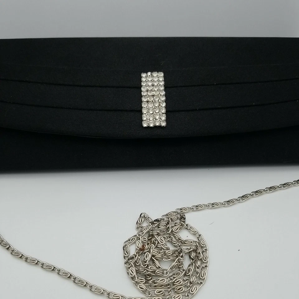 复古钱包 Bijoux Evening 手包丝绸斜挎包链水钻艺术装饰 — 第 3/4 张图片