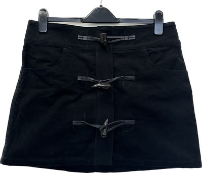 Burberry London Schwarz Knebel Reißverschluss Kurzer Minirock Größe 12 Y2k