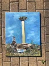 Cowboys And Aliens Impressionism 16x20” Original acrylic painting canvas Signed