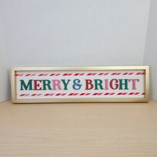 Merry  Bright Wooden Multi Color Christmas Wall/Standing Holiday Sign Art Decor