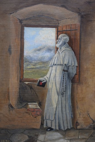 Oil Painting on Canvas of a Monk in a Gold Frame 14 1/4" x 16 1/2 (CU#871) - 第 11/12 張圖片