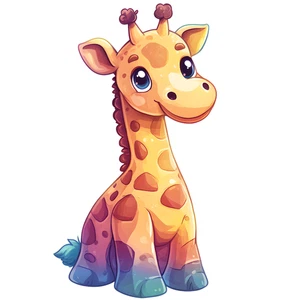 Cute Giraffe Chibi Colourful Animal Self Adhesive Sticker
