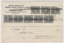 DR Firmen-Postkarte 27.8.1923 Mannheim - Span...