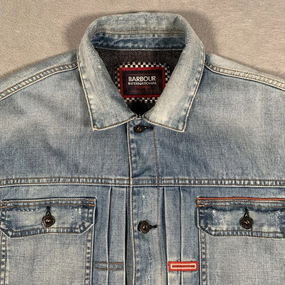 Jaqueta Barbour Triumph Masculina XL Azul Steve McQueen Tipo 2 Ferrovia Forrada de Lã - Imagem 3 de 4