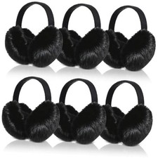6 Pcs Winter Ear Muffs Foldable Women's Earmuff Fluffy Warm Earmuff Black