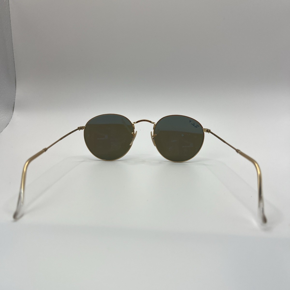 Ray-Ban RB3447 Round Metal Sunglasses Gold Blue Mirror Polarized 112/4L 50mm Ray Ban Rb3447 Round Metal Polarized Sunglasses Matte Gold W  main image 4