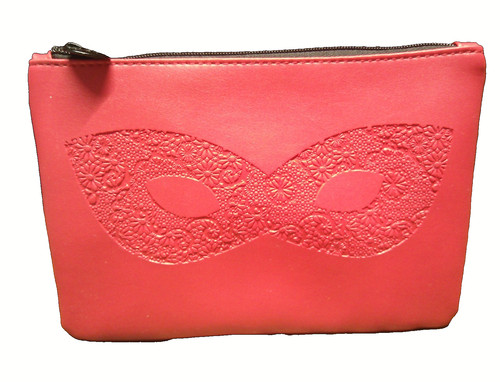Ipsy 5"x7" Cosmetic Bag~ Red-Etched Cat Glasses Makeup Travel~ Zip Closure  1067