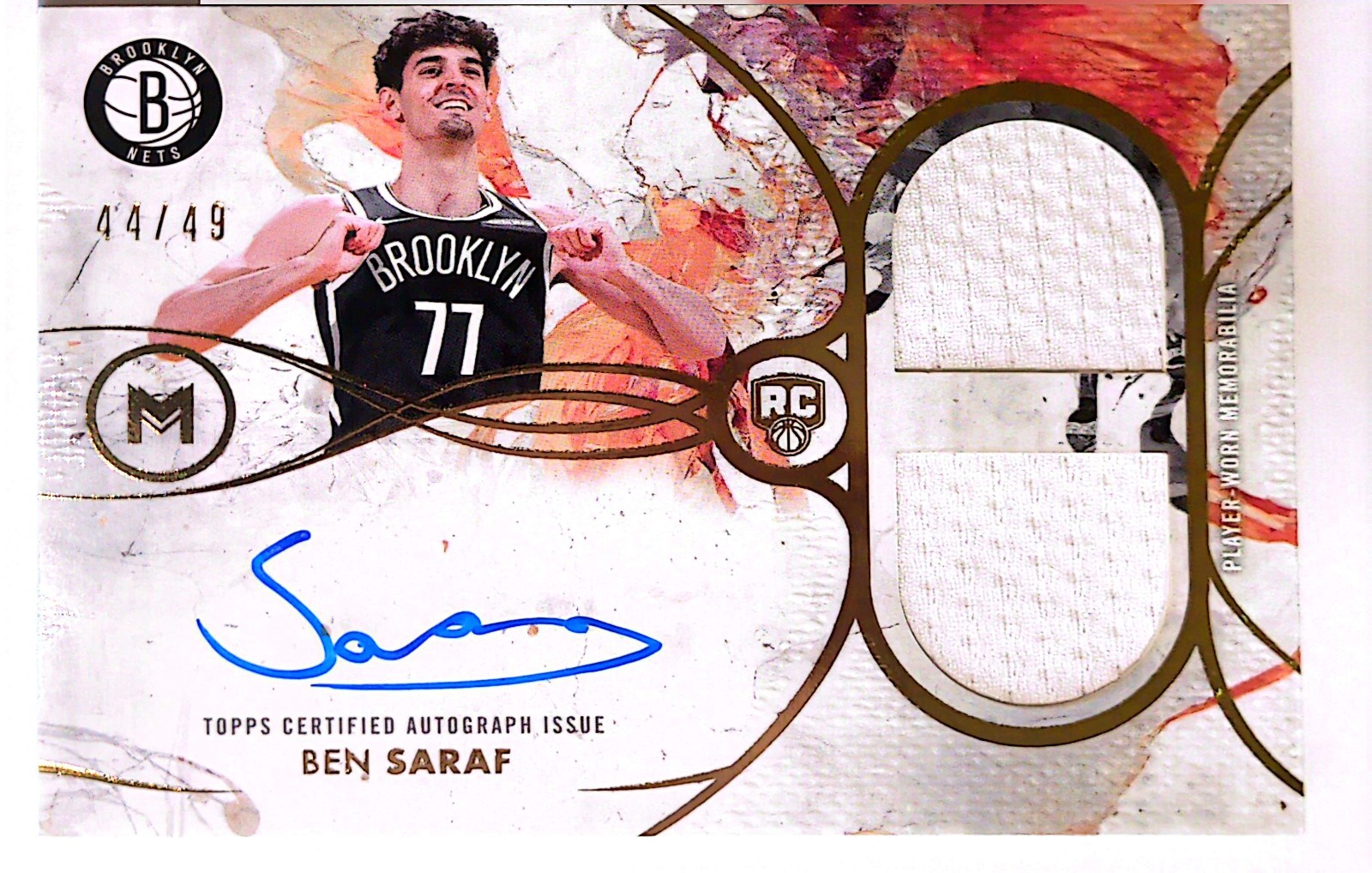 2025-26 Topps Motif - Ben Saraf Gold Dual Rookie Patch Auto RC /49