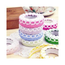 SET 12 PEZZI NASTRO PIZZO MERLETTO BICOLORE COLOR DECORAZIONE VESTITI COTONE