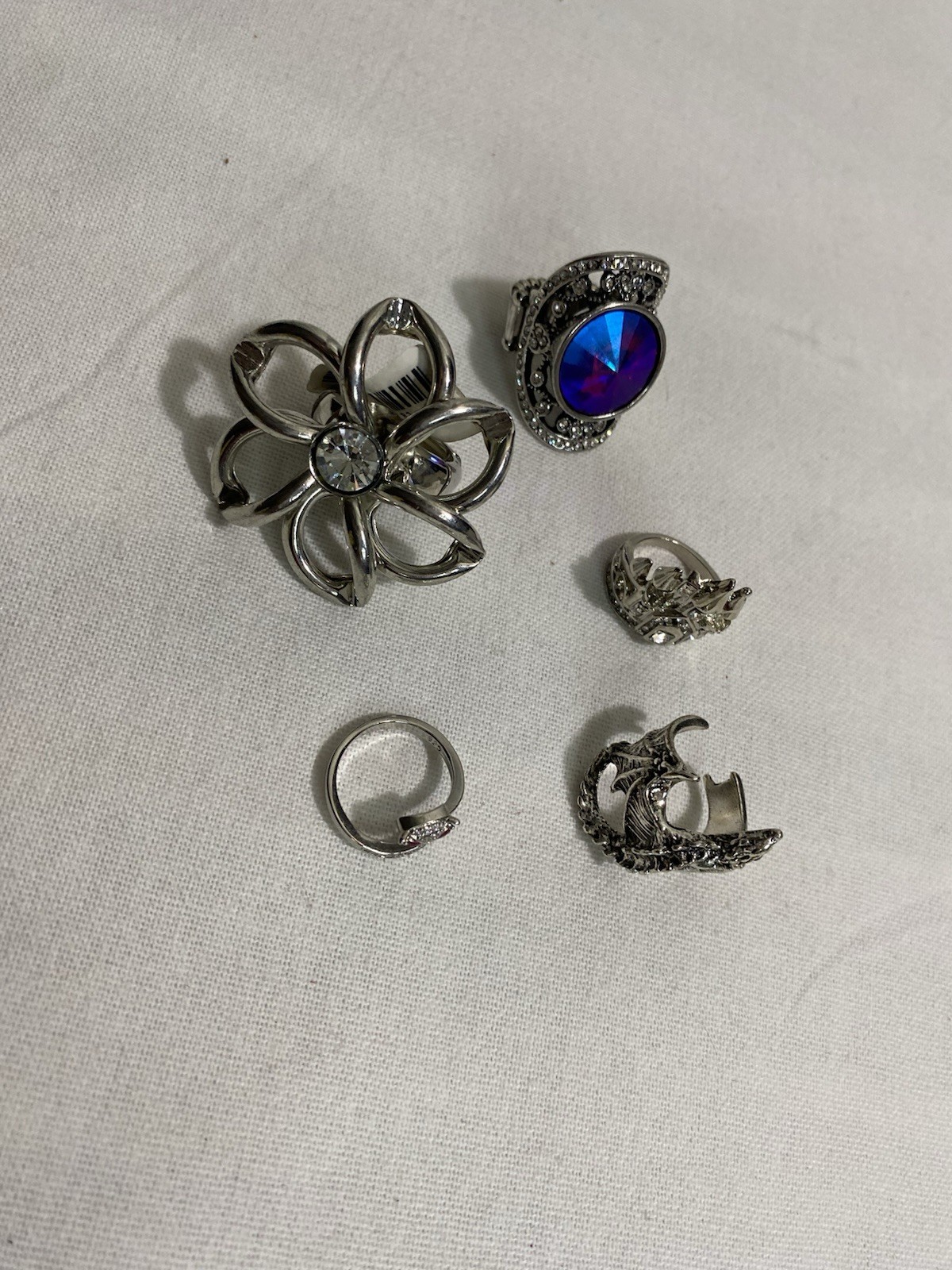 Silver Tone Statement Ring Lot Adjustable Fantasy… - image 2