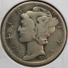 1936-P MERCURY 90% SILVER DIME (Fine Details)