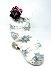Cuddl Duds Sherpa Lined Plush Fill Lounge Socks Size 4-10 Snowflake New